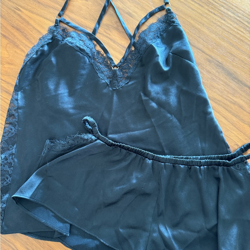 Victoria’s Secret Two-Piece Satin and Lace Short Pajama Set